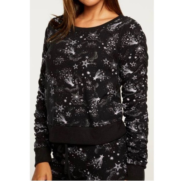 Chaser Scrunched Sleeves Sweatshirt Shooting Stars Size M New w/Tag - Picture 1 of 13